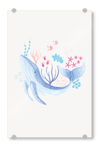 Acrylglasbild "Fantom Fifi Art-Der große Wal" artboxONE - Natur,Für Kinder,Tiere,Comic,Unterwasser