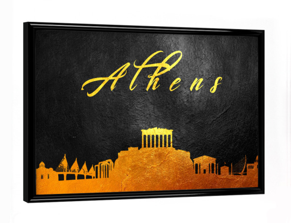 Poster mit schwarzem Rahmen "Athens Greece Gold Skyline" artboxONE - Städte,Reise,Städte / Weitere