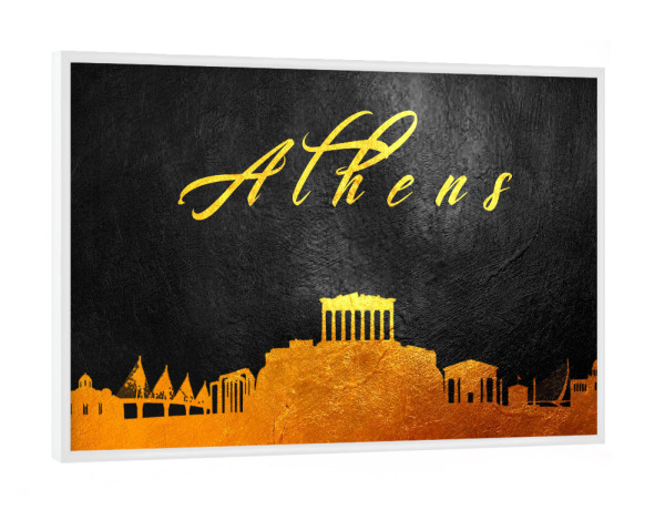 Poster mit weißem Rahmen "Athens Greece Gold Skyline" artboxONE - Städte,Reise,Städte / Weitere