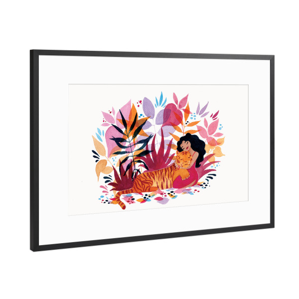 Poster mit Rahmen Schwarz (Metallic) "Fantom Fifi Art-Tiger" artboxONE - Natur,Tiere,Comic,Menschen
