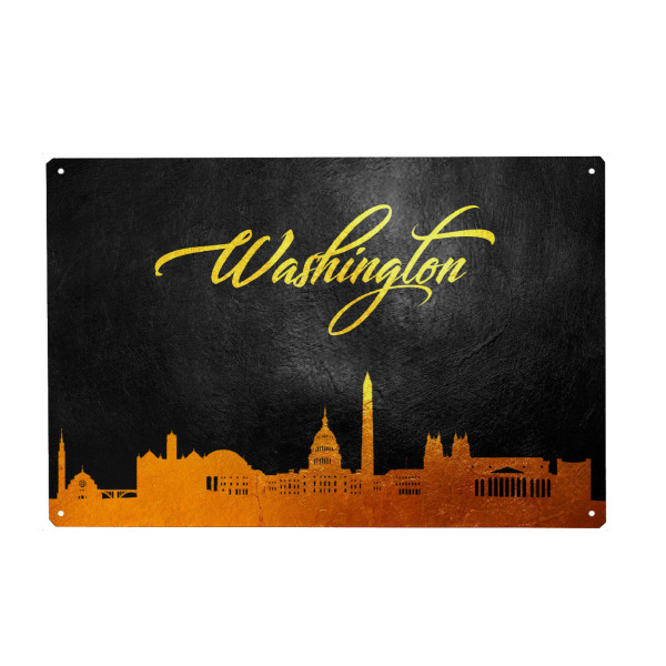 Holzbild "Washington Gold Skyline" artboxONE - Reise,Städte / Washington - Washington,Washington dc,Stadt,City,Washington dc skyline,Amerika,America