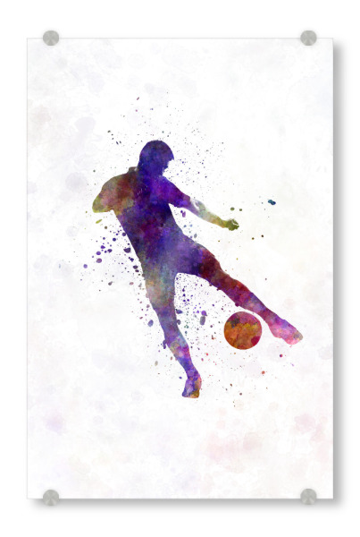Acrylglasbild "Soccer player in watercolor-h" artboxONE - Sport / Fußball