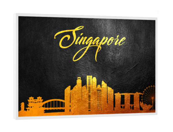 Poster mit weißem Rahmen "Singapore Gold Skyline" artboxONE - Reise,Städte / Singapur - Singapore,Singapore skyline,City,Stadt,Reise,Travel