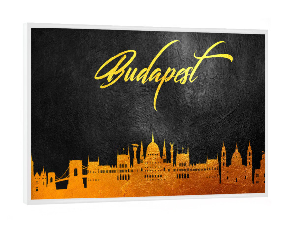 Poster mit weißem Rahmen "Budapest Hungary Gold Skyline" artboxONE - Reise,Städte / Budapest - Budapest,Budapestskyline,City,Stadt,Reise,Travel