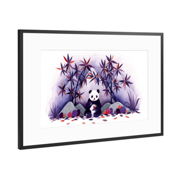 Poster mit Rahmen Schwarz (Metallic) "Fantom Fifi Art-Panda Bamboo" artboxONE - Für Kinder,Tiere,Comic,Reise / Asien