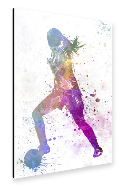 Alu-Dibond "Soccer player in watercolor" 30x20 cm artboxONE