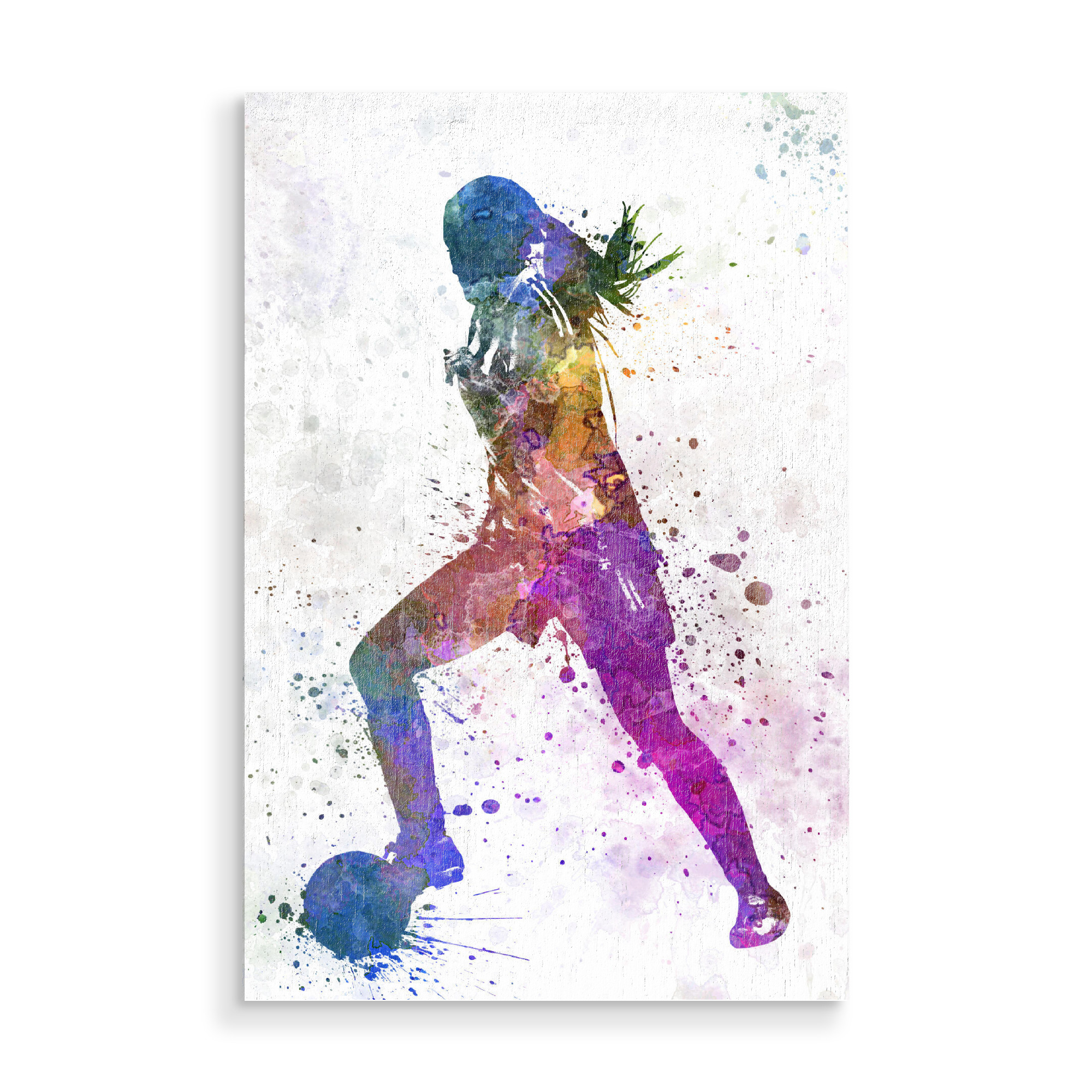 Holzbild "Soccer player in watercolor" artboxONE - Sport / Fußball - Sport,Sports,Color,Illustration,Watercolor,Stadium,Soccer,Footballer,Woman,Goal