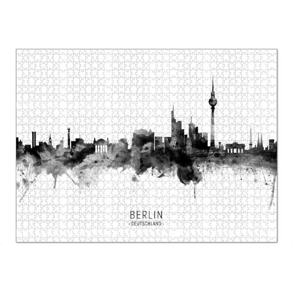 Puzzle Ravensburger "Berlin Germany Skyline BW Text" artboxONE - Städte,Städte / Berlin,Schwarzweiß