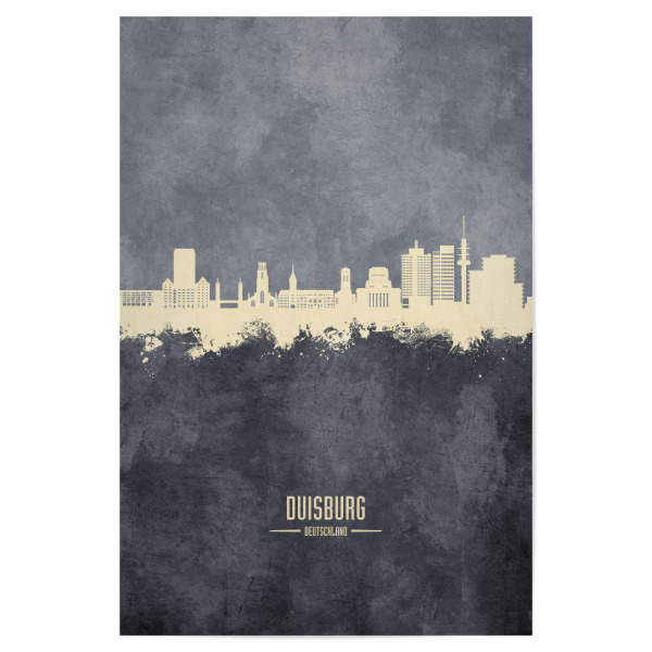 Poster "Duisburg Germany Skyline Grey" artboxONE - Städte - Duisburg,Deutschland,Skyline,Cityscape,Stadtbild,Watercolor,Painting,City,Stadt,Germany