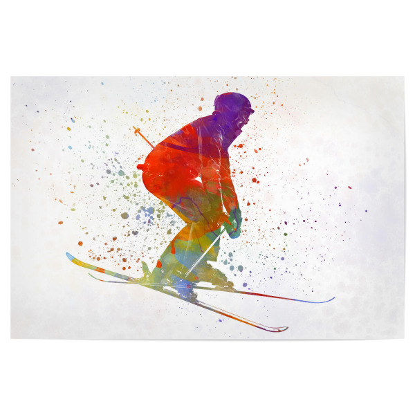 Poster "Skier in watercolor-d" artboxONE - Sport - Sport,Sports,Color,Illustration,Watercolor,Competition,Competitive,Ski,Skier,Mountain