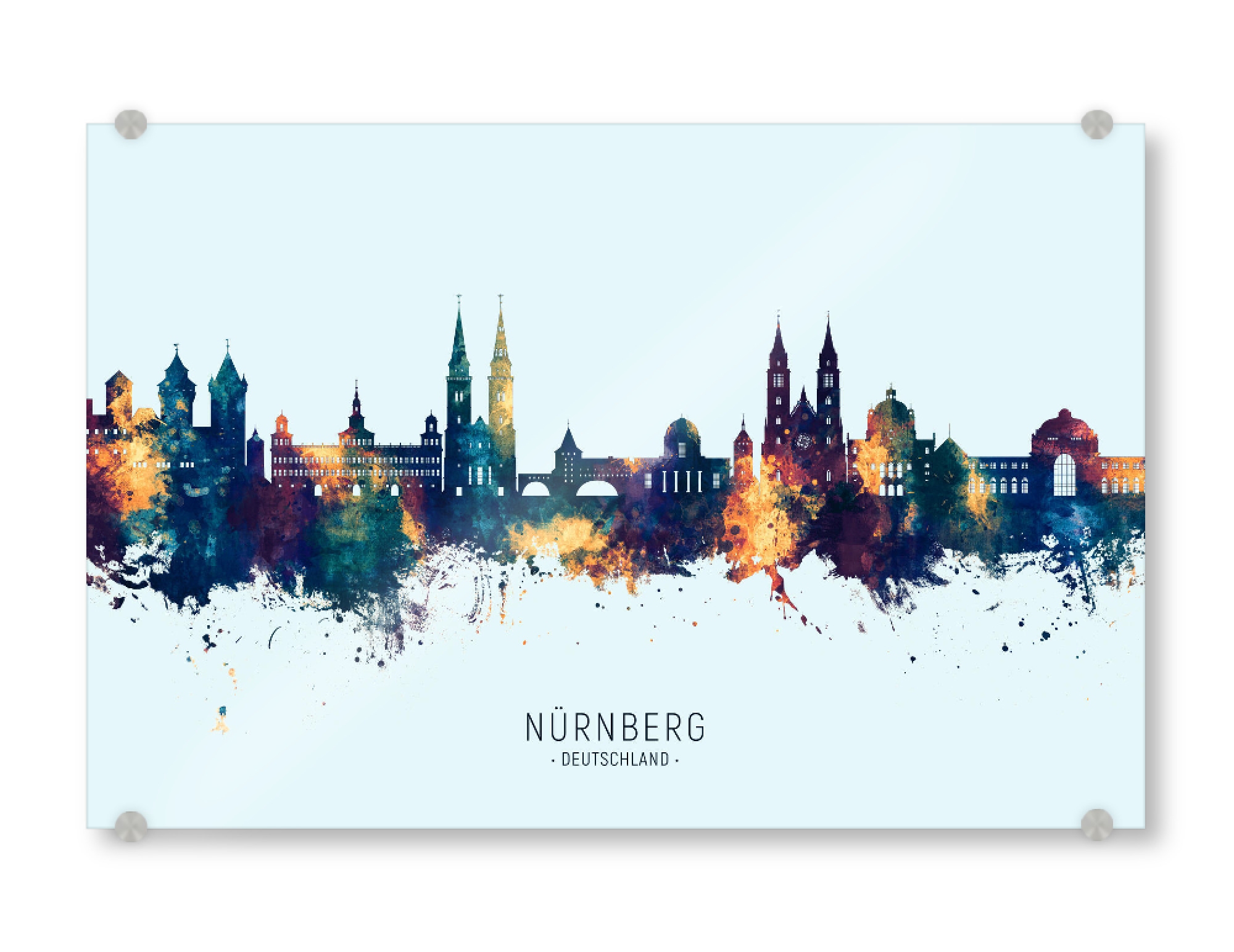 Acrylglasbild "Nürnberg Skyline BlueOrange" artboxONE - Städte