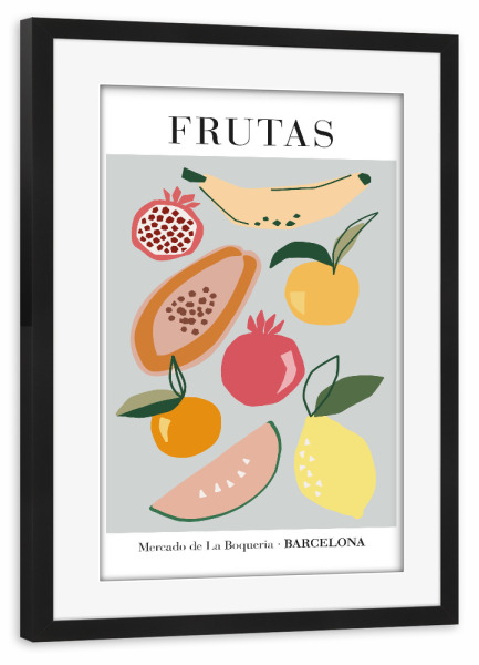 Poster mit Rahmen schwarz "Frutas" artboxONE - Floral,Essen & Trinken / Obst & Gemüse,Festivals