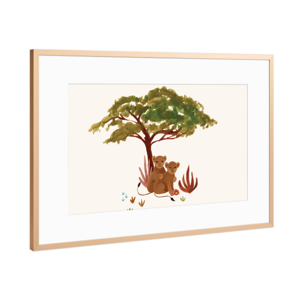 Poster mit Rahmen Kupfer "Fantom Fifi Art-Löwenbabys" artboxONE - Natur,Für Kinder,Tiere,Comic,Reise / Afrika