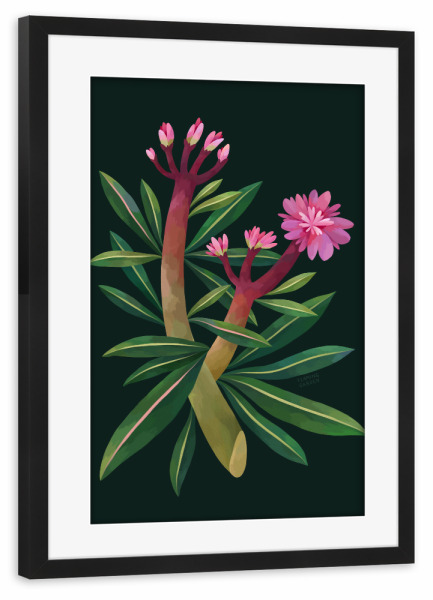 Poster mit Rahmen schwarz "Flaming Garden - Pink Blossom" artboxONE - Natur,Floral,Comic