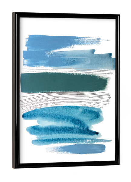 Poster mit schwarzem Rahmen "Buffiere - Am Ufer" artboxONE - Abstrakt - Abstrakt,Aquarell,Wasserfarben,Striche,Linien,Pinsel,Watercolor,Abstract