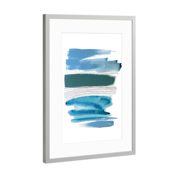 Poster mit Rahmen Silber "Buffiere - Am Ufer" artboxONE - Abstrakt - Abstrakt,Aquarell,Wasserfarben,Striche,Linien,Pinsel,Watercolor,Abstract