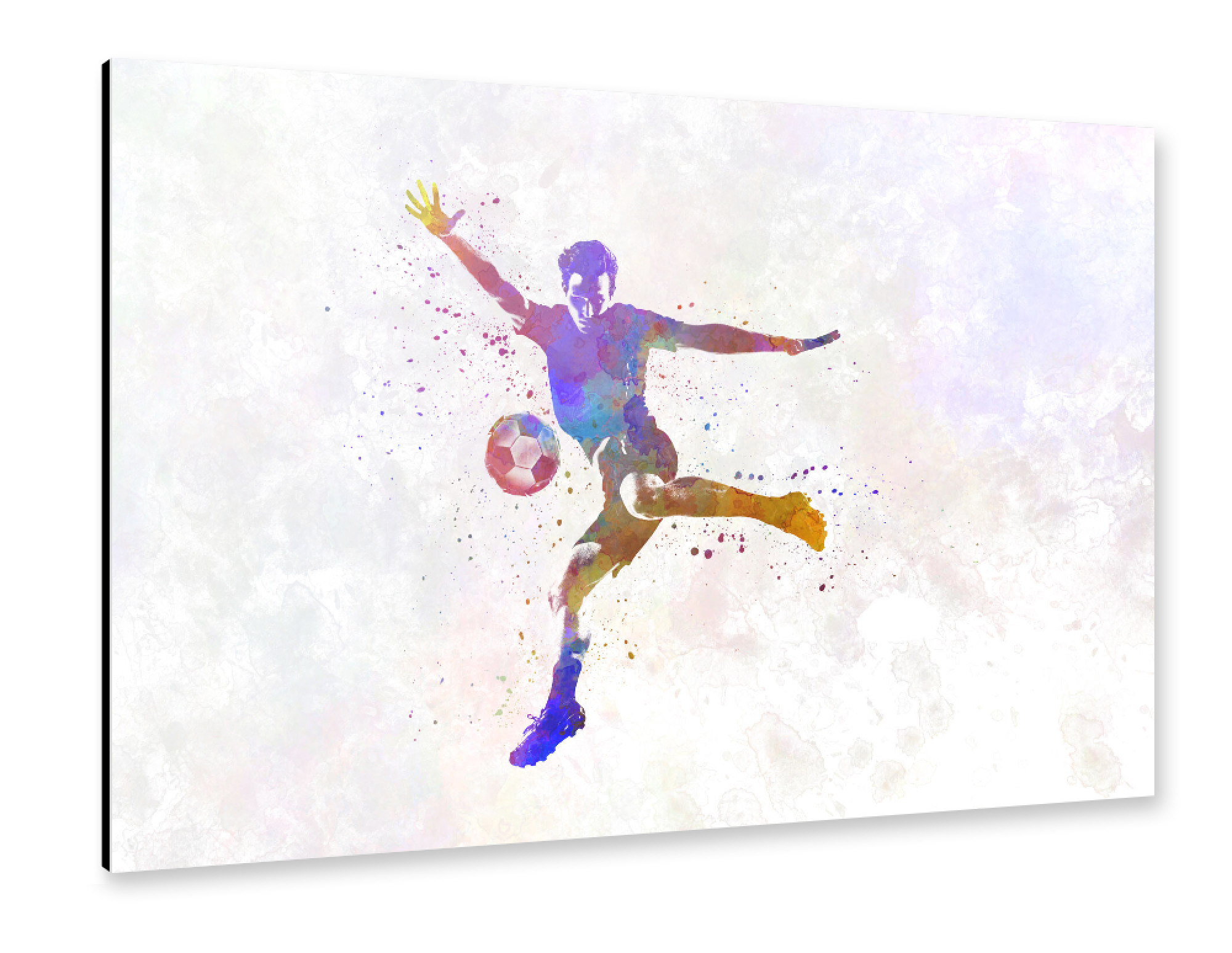 Alu-Dibond "Soccer player in watercolor-t" 30x20 cm artboxONE