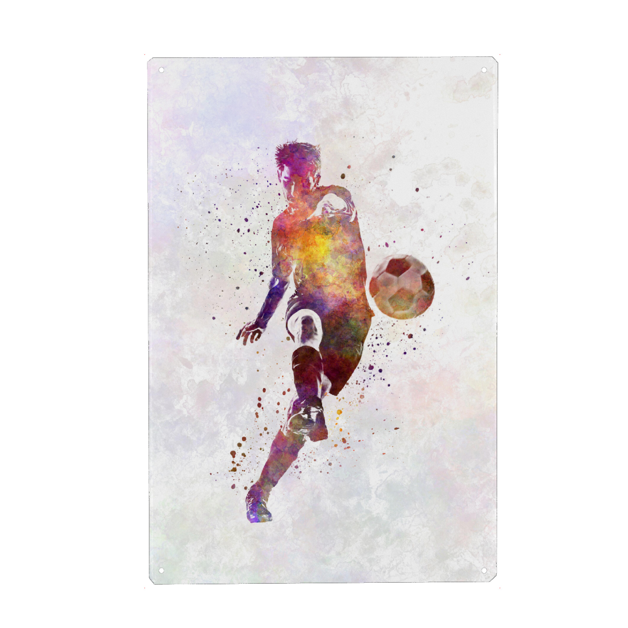 Metall Poster "Soccer player in watercolor-p" artboxONE - Sport / Fußball