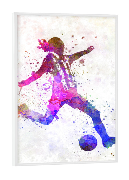 Poster mit weißem Rahmen "Soccer player in watercolor-c" artboxONE - Sport / Fußball