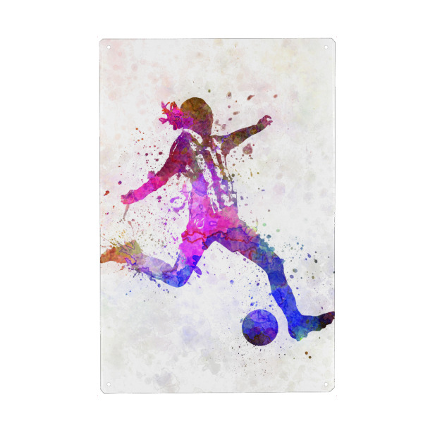 Metall Poster "Soccer player in watercolor-c" artboxONE - Sport / Fußball
