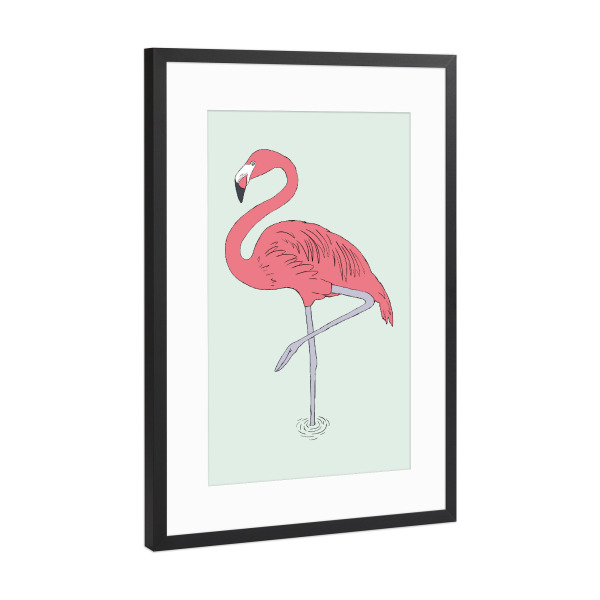 Poster mit Rahmen Schwarz (Metallic) "Flamingo relaxing" artboxONE - Natur,Reise,Tiere