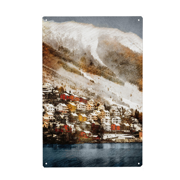 Metall Poster "Norway Odda landscape art" artboxONE - Städte,Reise,Städte / Weitere