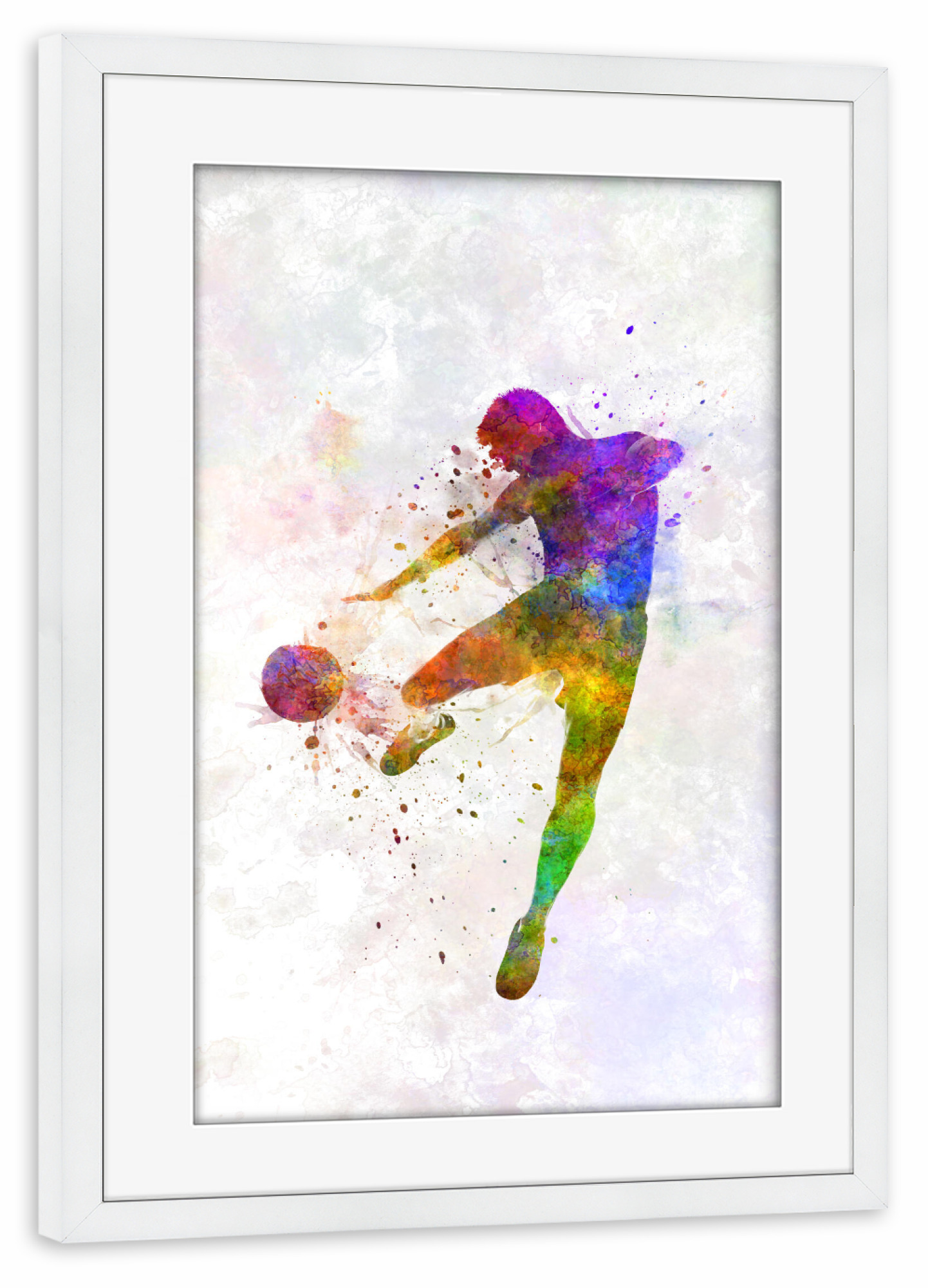 Poster mit Rahmen weiß "Soccer player in watercolor-za" artboxONE - Sport / Fußball