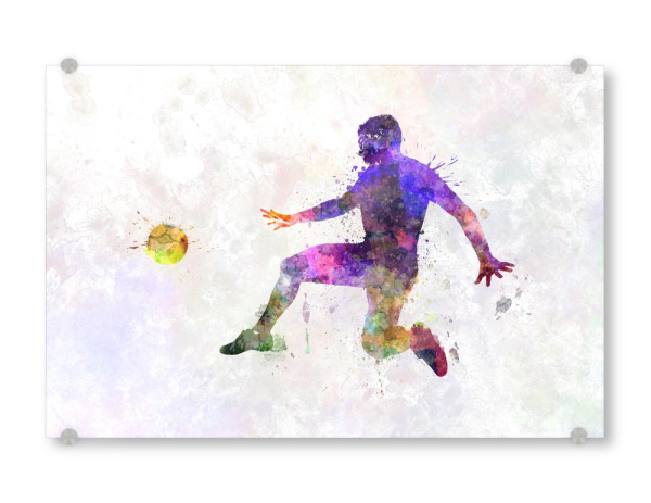 Acrylglasbild "Soccer player in watercolor-y" artboxONE - Sport / Fußball