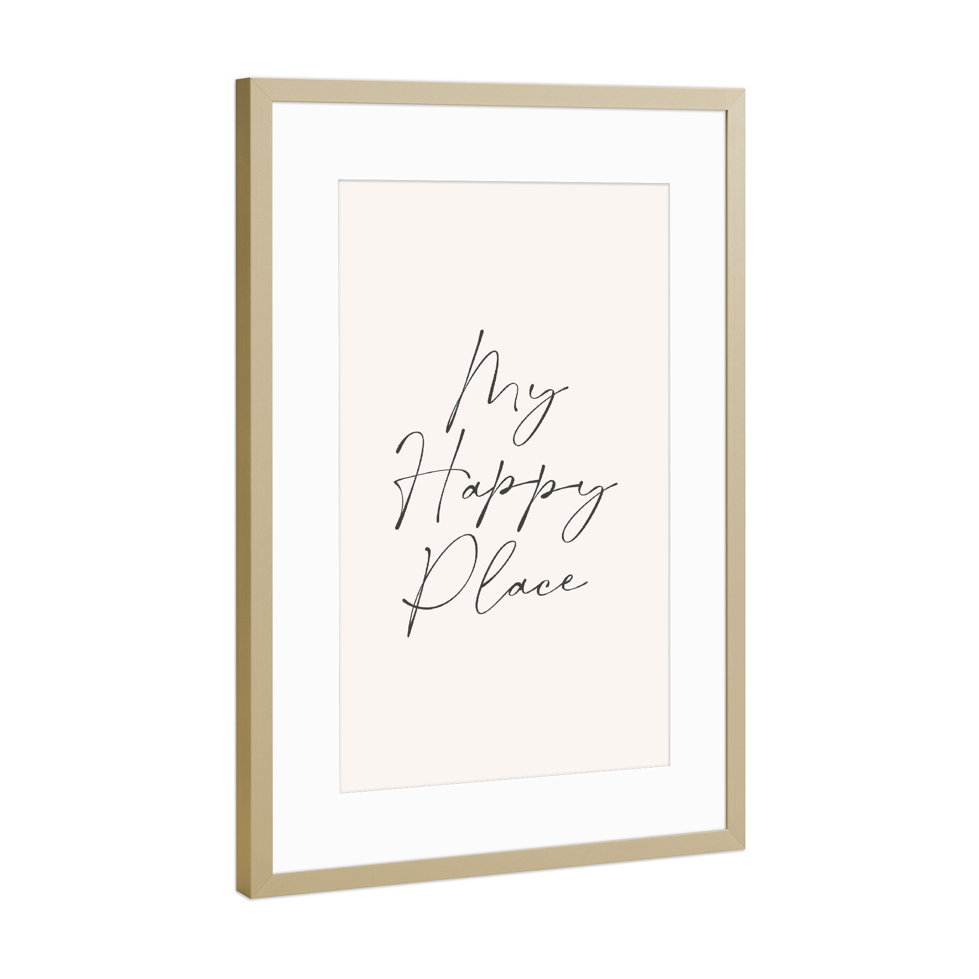 Poster mit Rahmen Gold "My Happy Place" artboxONE - Typografie