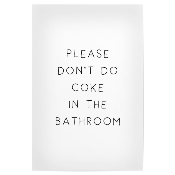 Poster 30x20 cm "Coke in the Bathroom" artboxONE - Typografie,Schwarzweiß - Schwarzweiß,Blackandwhite,Badezimmer,Bathroom
