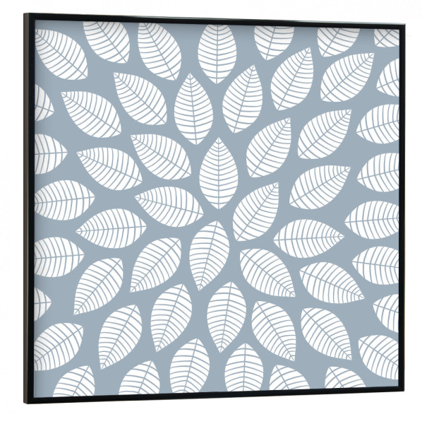 Poster mit schwarzem Rahmen 30x30 cm "Blätter Muster - blau grau" artboxONE - Natur,Floral,Abstrakt,Geometrie