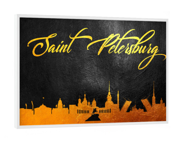 Poster mit weißem Rahmen "Saint Petersburg Russia Gold" artboxONE - Reise,Städte / Sankt Petersburg