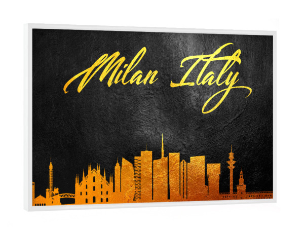Poster mit weißem Rahmen "Milan Italy Gold Skyline" artboxONE - Städte,Städte / Mailand - Milan,Italy,Italien,City,Stadt,Reise,Travel