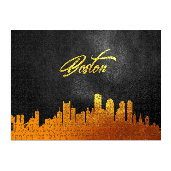 Puzzle Ravensburger "Boston Massachusetts Gold Skyline" artboxONE - Städte,Reise,Städte / Boston - Boston,Boston skyline,City,Stadt,Reise,Travel