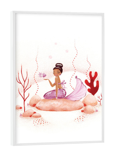 Poster mit weißem Rahmen "Fantom Fifi Art-Mermaid Coral" artboxONE - Natur,Comic,Menschen,Unterwasser,Fiktion