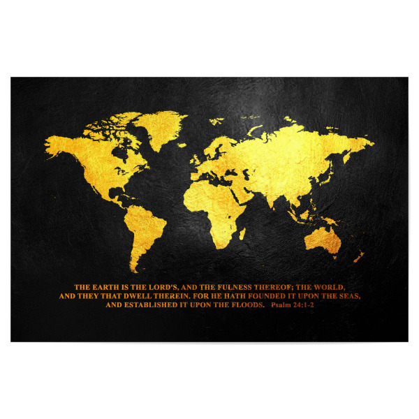 Poster 30x20 cm "World Map Gold with Bible Verse" artboxONE - Reise,Reise / Länder