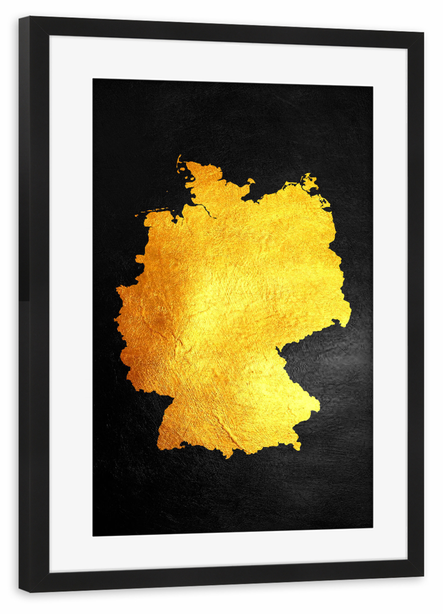 Poster mit Rahmen schwarz "Germany Gold Map" artboxONE - Reise / Länder - German,Germany,Map,Karte,Deutschland,Gold