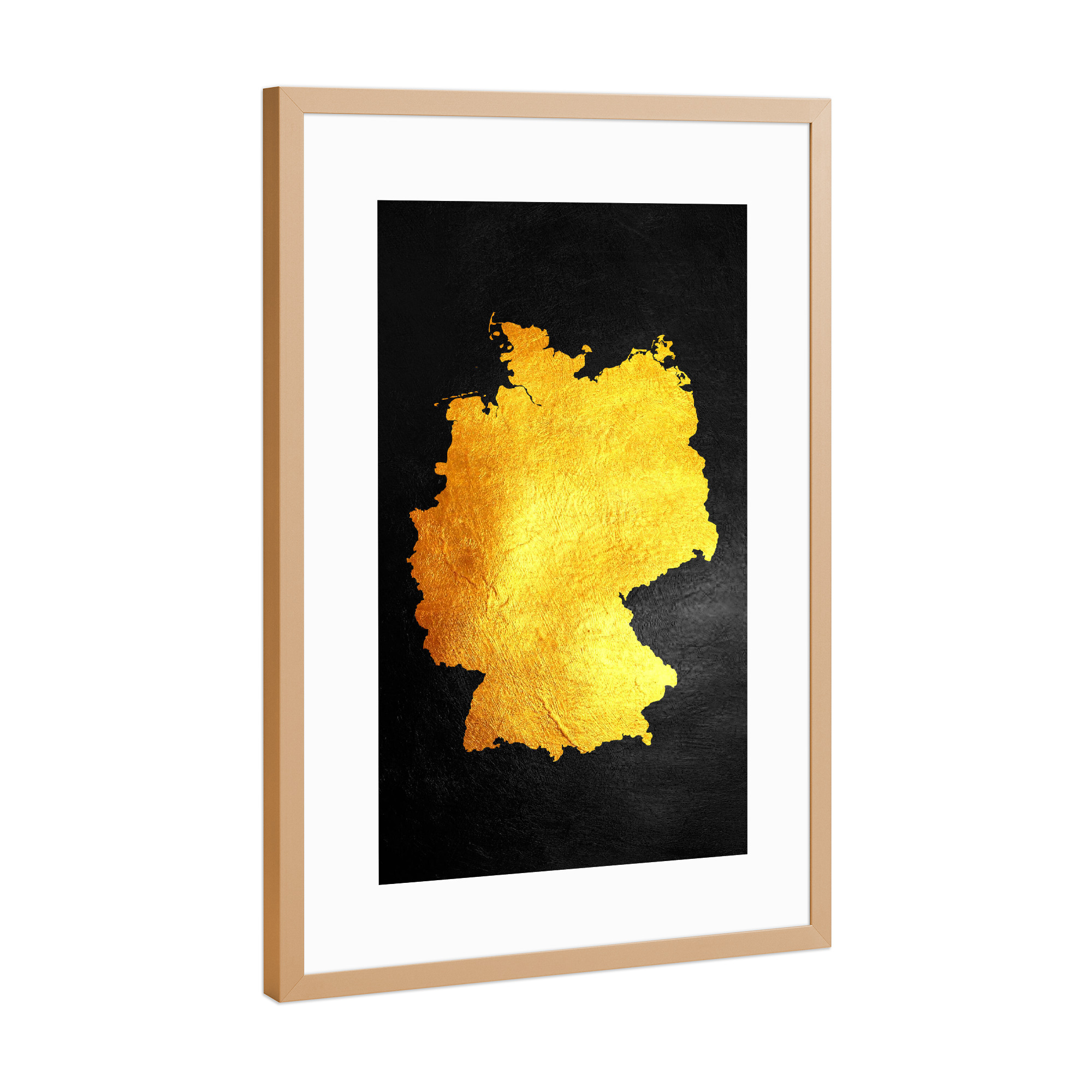 Poster mit Rahmen Kupfer "Germany Gold Map" artboxONE - Reise / Länder - German,Germany,Map,Karte,Deutschland,Gold