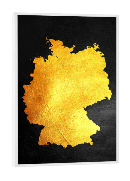 Poster mit weißem Rahmen "Germany Gold Map" artboxONE - Reise / Länder - German,Germany,Map,Karte,Deutschland,Gold