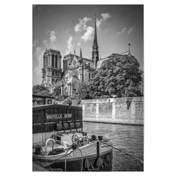 Poster 30x20 cm "Pariser Flair an der Seine" artboxONE - Schwarzweiß,Architektur,Städte / Paris