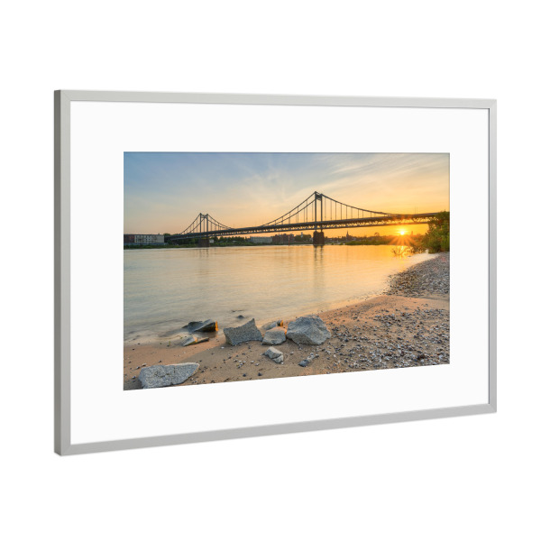 Poster mit Rahmen Silber "Rheinbrücke Krefeld-Uerdingen" artboxONE - Städte,Reise,Architektur