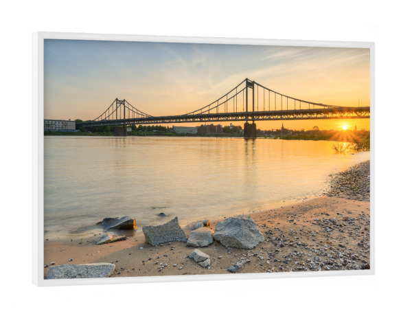 Poster mit weißem Rahmen "Rheinbrücke Krefeld-Uerdingen" artboxONE - Städte,Reise,Architektur