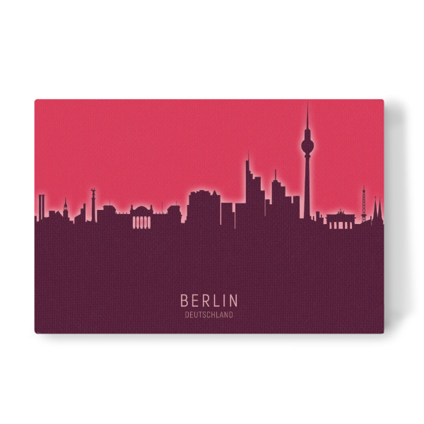 Leinwandbild "Berlin Germany Skyline Glow Red" artboxONE - Städte