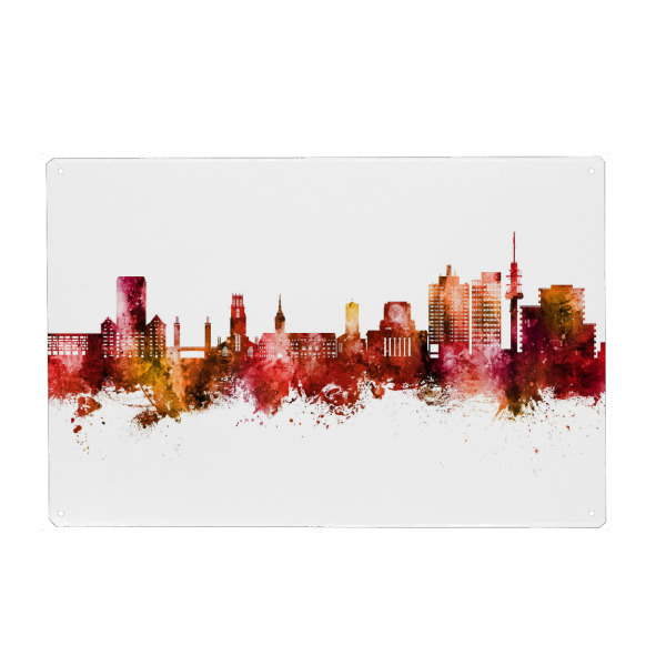 Metall Poster "Duisburg Germany Skyline Red" artboxONE - Städte