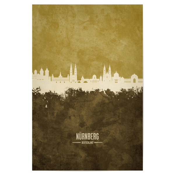 Poster 30x20 cm "Nürnberg Germany Skyline Brown" artboxONE - Städte
