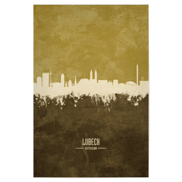 Poster 30x20 cm "Lubeck Germany Skyline Brown" artboxONE - Städte