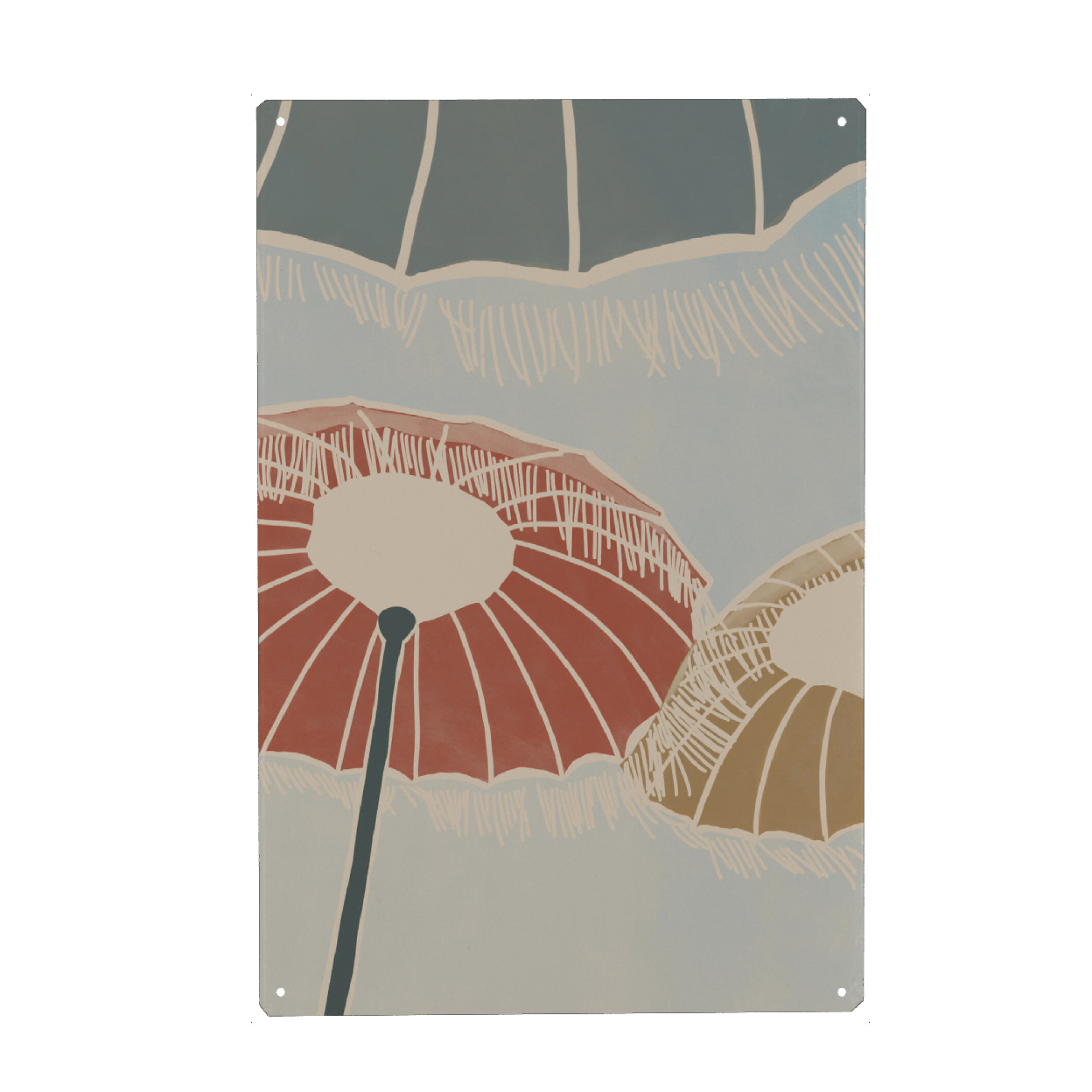 Holzbild "Kunga - Am Strand Sonnenschirme" artboxONE - Reise,Reise / Strand und Meer - Sonne,Urlaub,Sommer,Strand,Meer,Schirm,Bunt,Colorful,Beach,Sun
