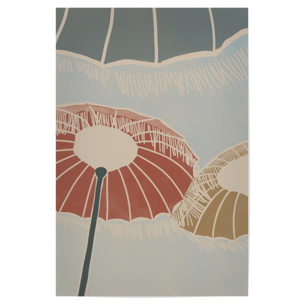 Poster "Kunga - Am Strand Sonnenschirme" artboxONE - Reise,Reise / Strand und Meer - Sonne,Urlaub,Sommer,Strand,Meer,Schirm,Bunt,Colorful,Beach,Sun