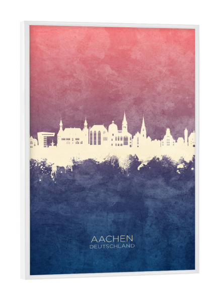 Poster mit weißem Rahmen "Aachen Germany Skyline BlueRose" artboxONE - Städte