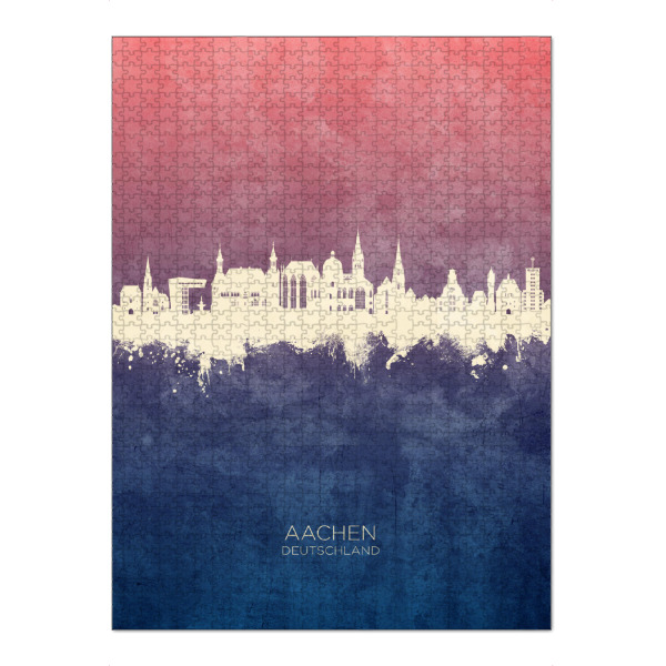 Puzzle Ravensburger "Aachen Germany Skyline BlueRose" artboxONE - Städte